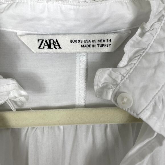 Zara Cotton Poet Blouse Women's Size XS Oversized Ruffle Romantic Boho Whimsy - Picture 12 of 12